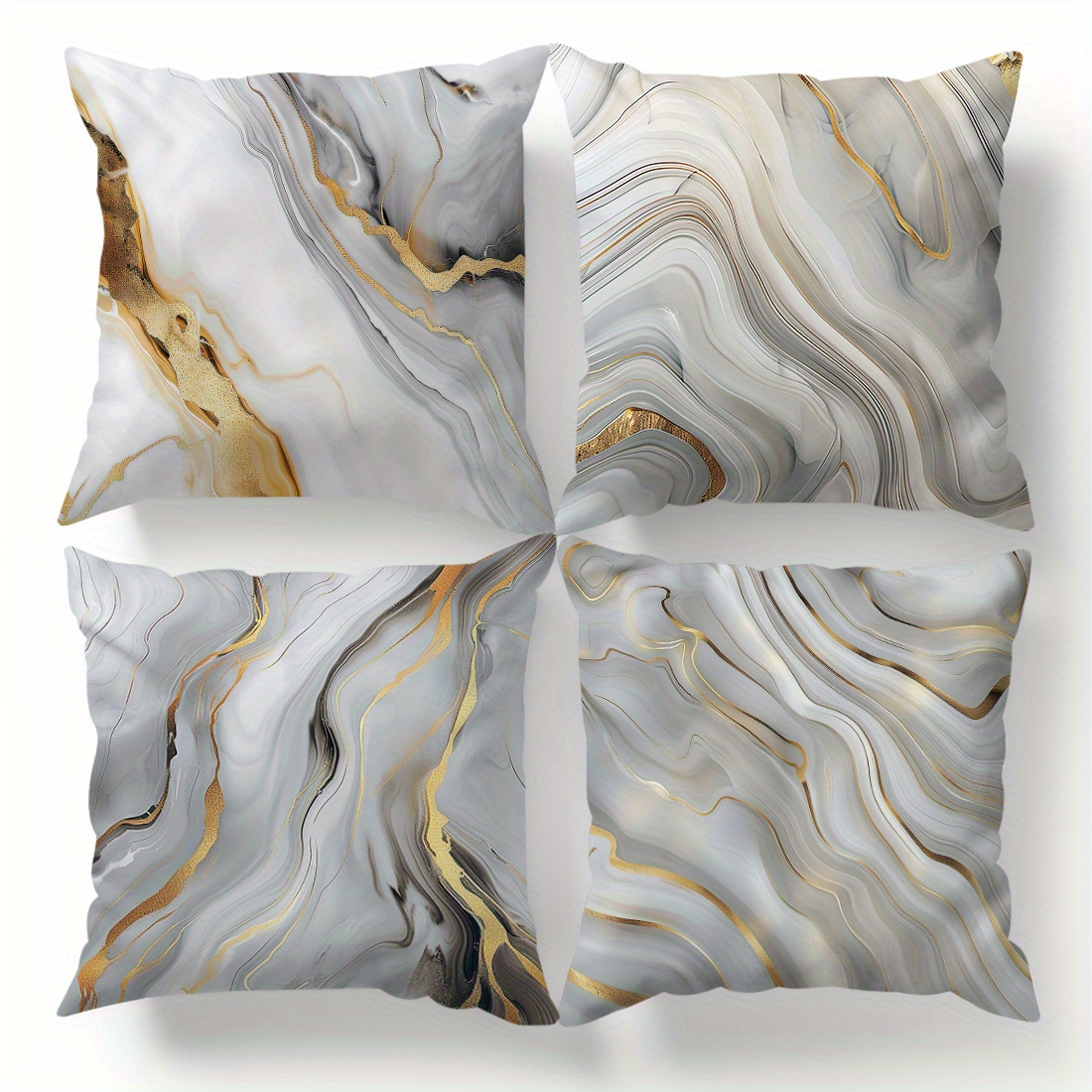 4pcs Gray Texture Single-sided Printed Pillowcase Sofa Cover - Pillowcase 45 X 45cm