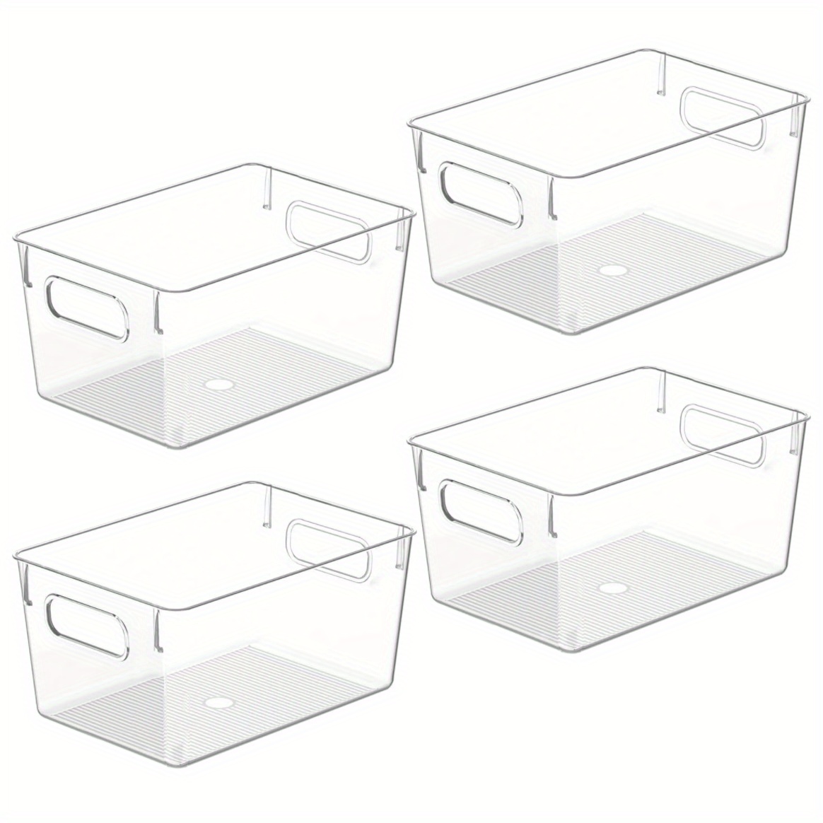 TEMU 4pcs Clear Plastic Storage Bins, Pantry Organizers And Storage Containers Fridge Organizer Bins For Organizing Cabinet Organizer Bin Bathroom Under Sink Freezer Refrigerator Organization