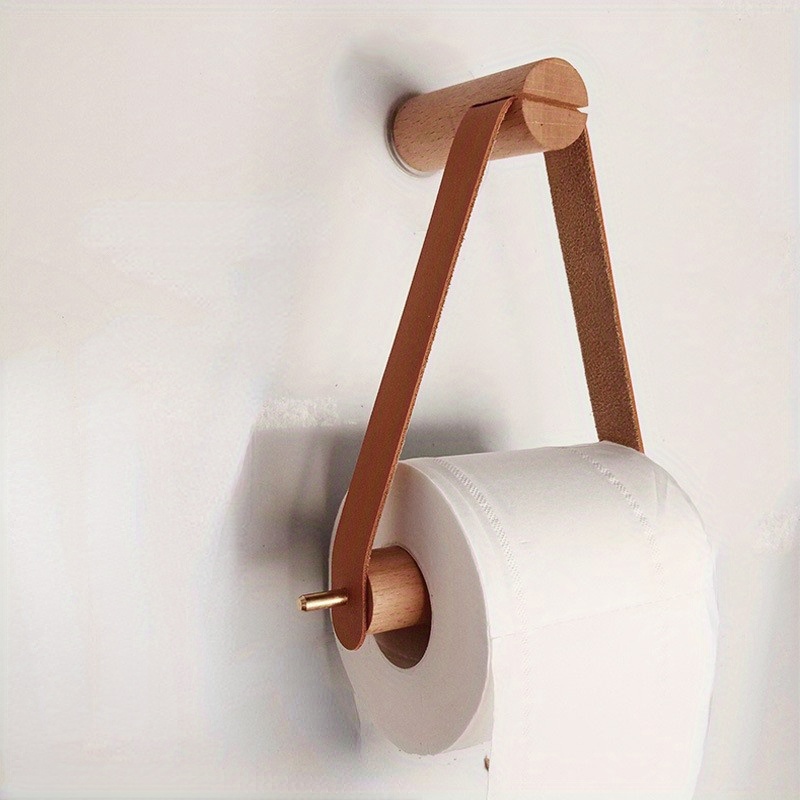 Image of Rustic Wooden Toilet Paper Roll Holder, Wall-mounted Vintage Bathroom Accessory, Toilet Paper Holder, Bathroom