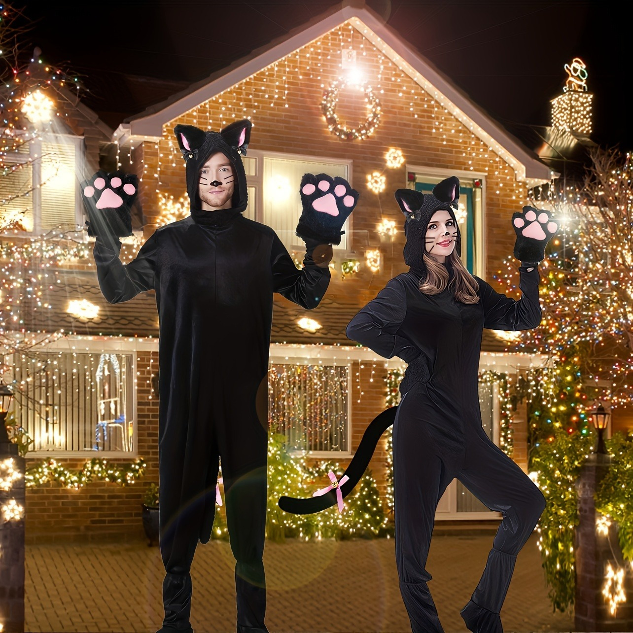 милый набор аксессуаров для косплея кота, плюшевые перчатки с лапами, ободок с ушами, хвост, бант, чокер, горничная, аниме-костюм, реквизит, детали 3