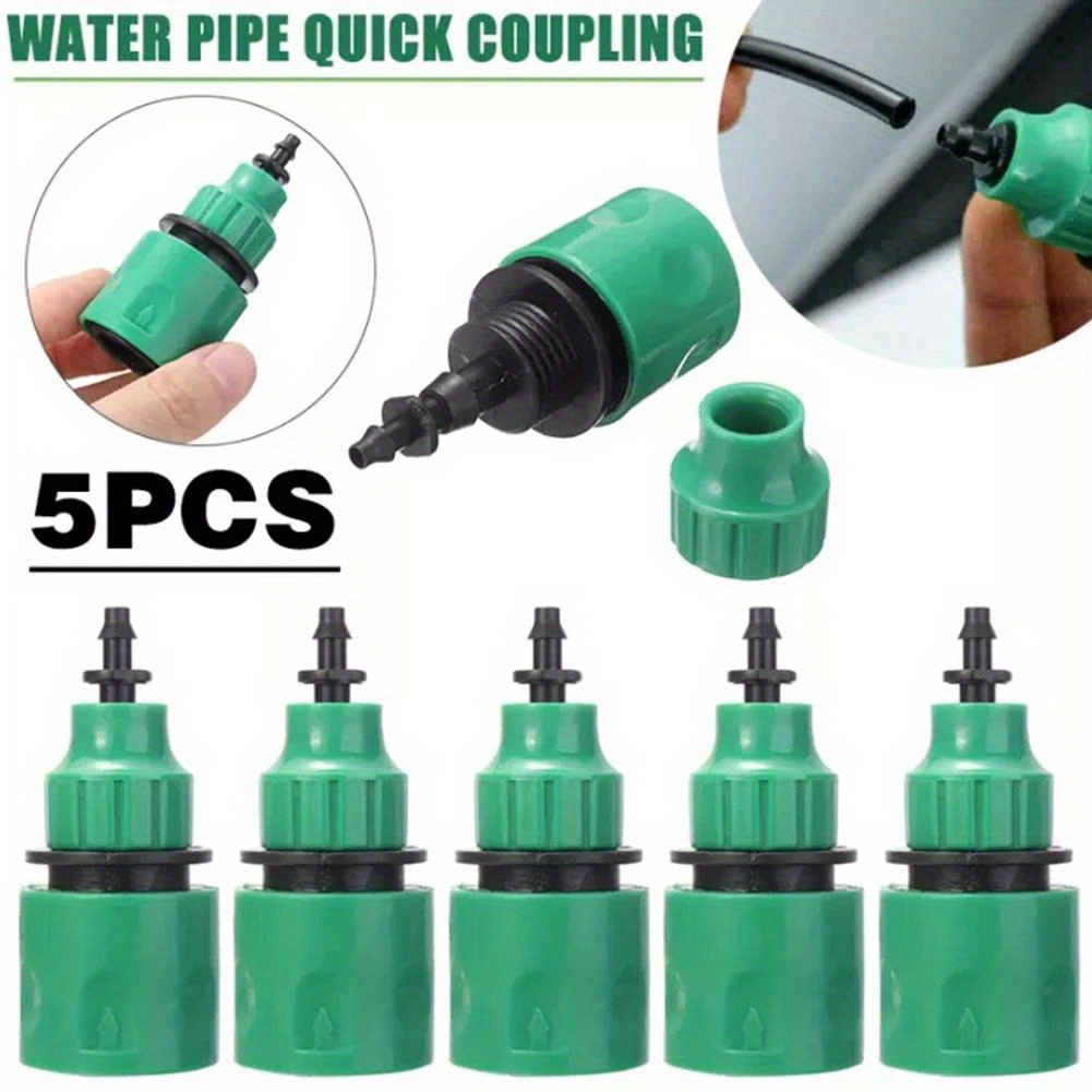 

5pc Garden Hose Quick Connectors, Plastic Micro Irrigation Adapter Set For 4/7mm And 8/11mm Water Hoses, Car Wash Compatible