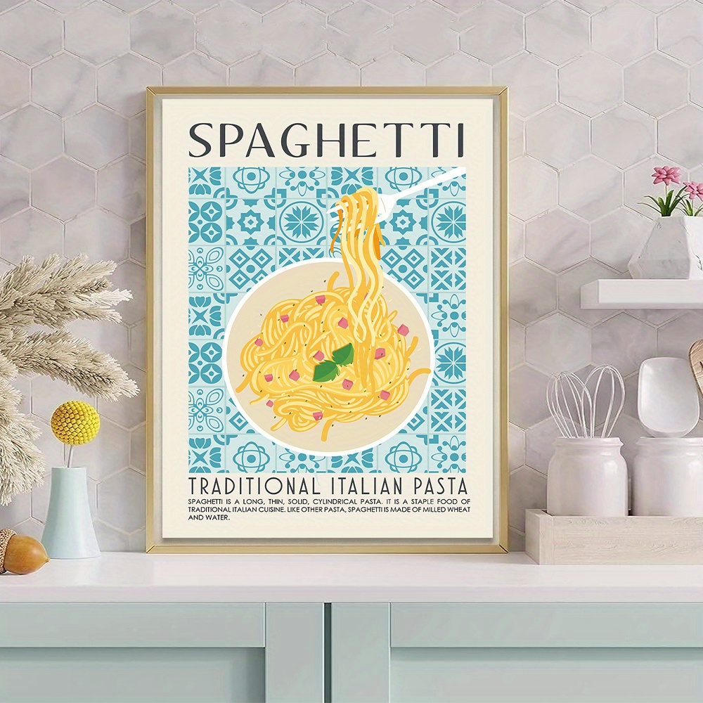 

Vintage Italian Pasta Canvas Art 12"x16" - Waterproof, Fade-resistant Kitchen Wall Decor With Upgraded Rolled Pieceaging