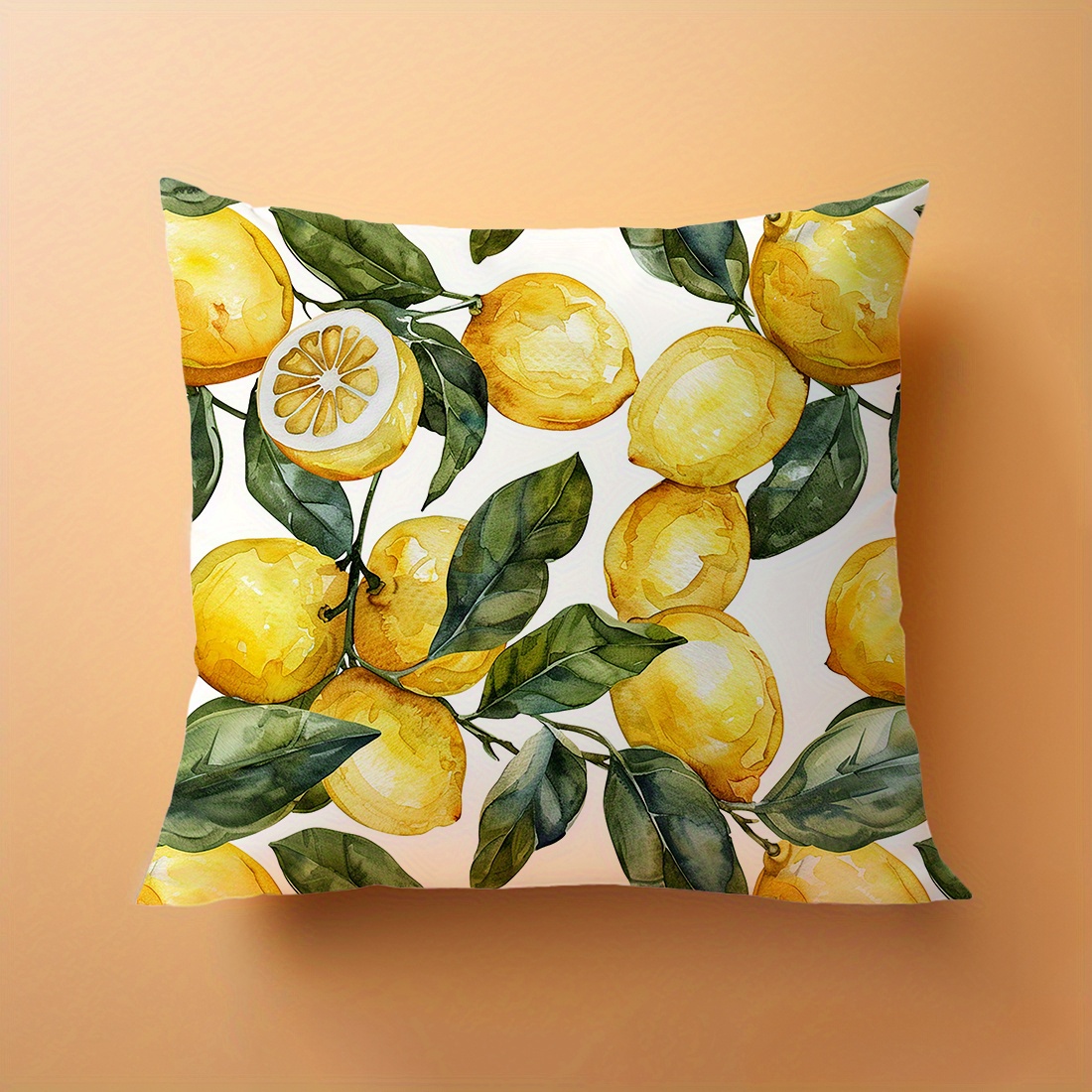 

Summer Fruit Print Throw Pillow Cover - Soft Peach Skin Velvet, Zip Closure, Machine Washable, 18x18 Inches