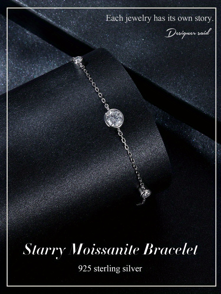 elegant starry moissanite bracelet 925 sterling silvery with 0 5ct 0 1ct stones     or gifting to women details 0