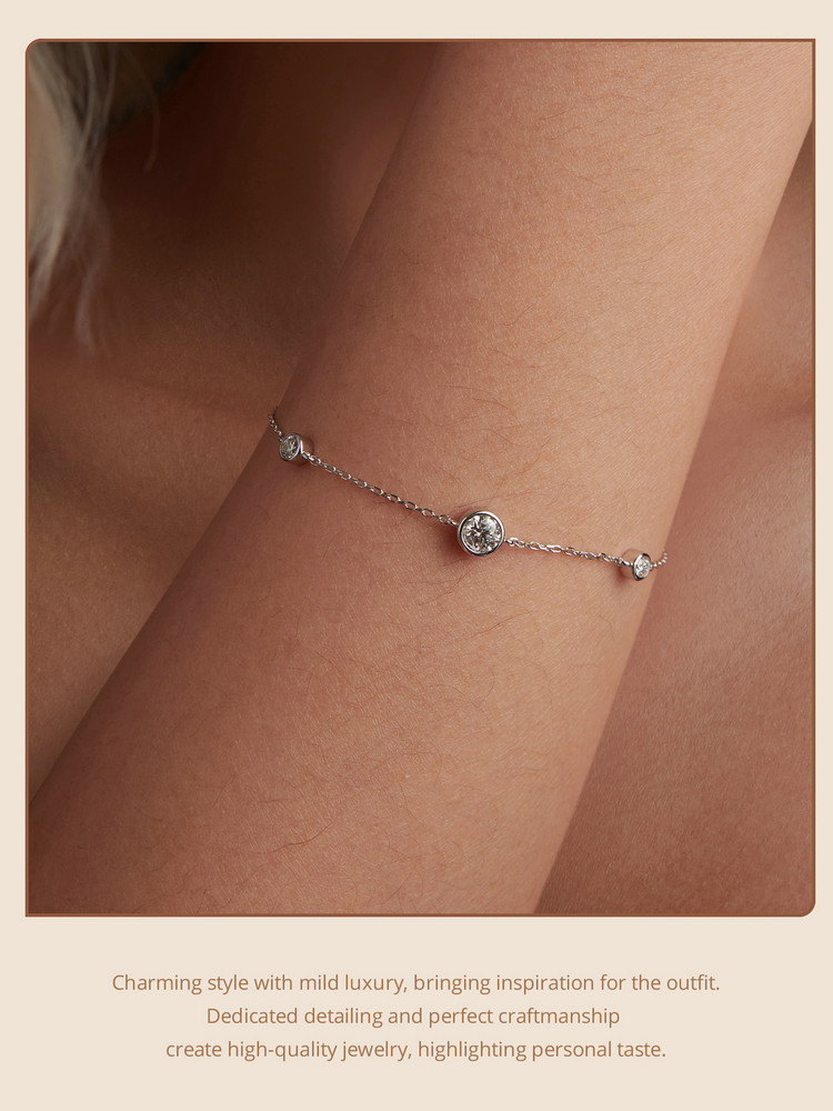 elegant starry moissanite bracelet 925 sterling silvery with 0 5ct 0 1ct stones     or gifting to women details 1