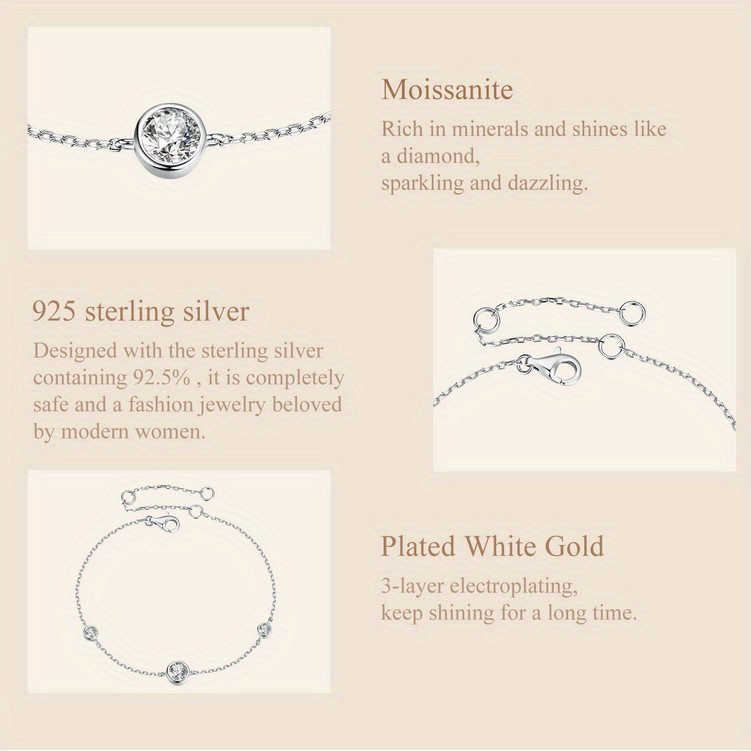 elegant starry moissanite bracelet 925 sterling silvery with 0 5ct 0 1ct stones     or gifting to women details 2