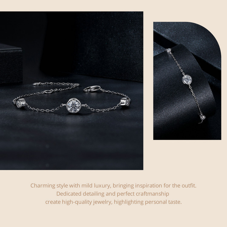 elegant starry moissanite bracelet 925 sterling silvery with 0 5ct 0 1ct stones     or gifting to women details 4