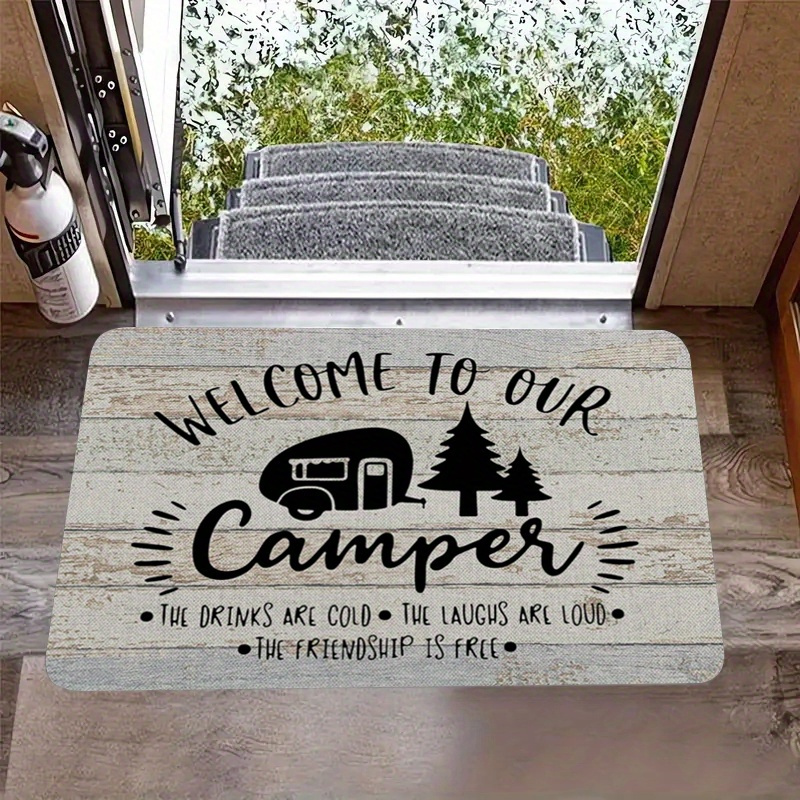 

Welcome To Our Camper Doormat - 15.8x23.6 Inch Non-slip Absorbent Mat For Indoor & Outdoor Use, Ideal For Rv Travel & Home Decoration