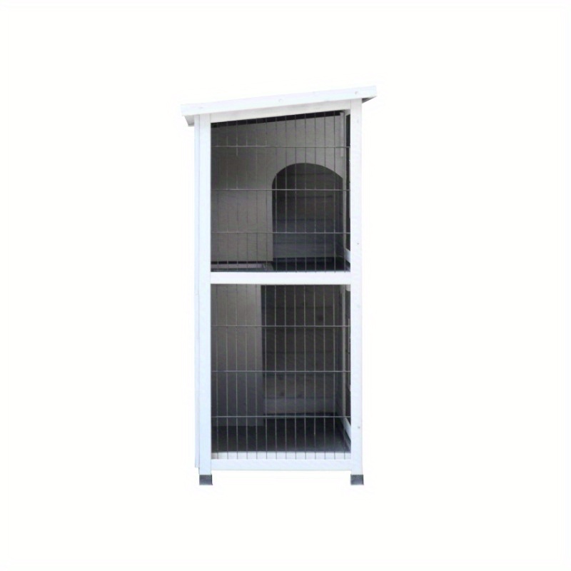rabbit hutch outdoor 2 story rabbit cage indoor with run bunny cage with 2 removable no leak trays pet cages with non slip ramp waterproof roof fence for small animals