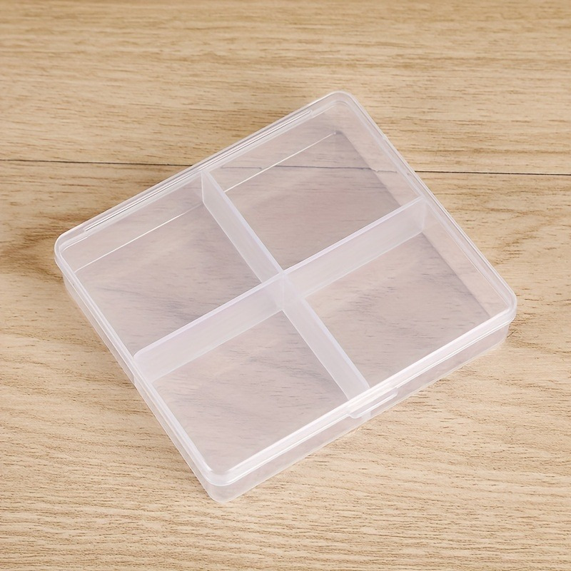 

1pc Clear Plastic Organizer Box, 4-compartment , Portable Container For Jewelry Small Supplies, Jewelry Boxes