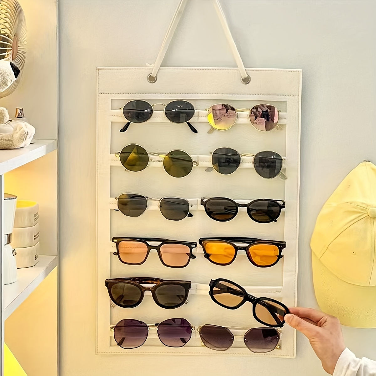 12 slot felt glasses organizer wall mounted dust proof Temu