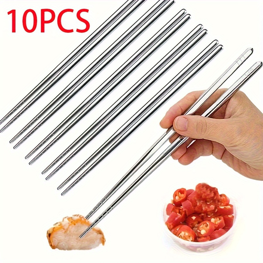 10pcs stainless steel chopsticks reusable non slip chinese - Temu