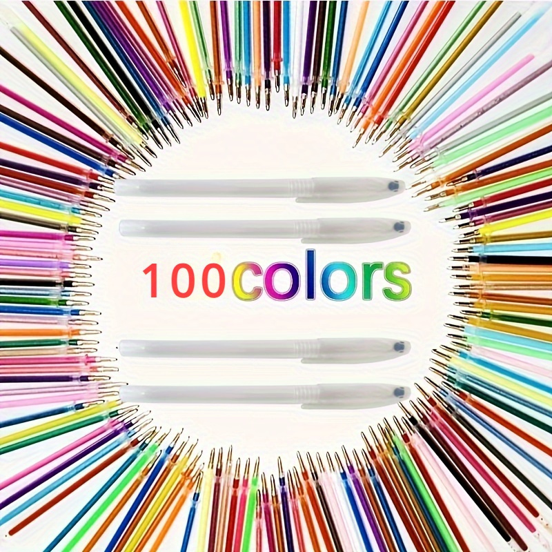 Image of 100pcs Vibrant Gel Pens With 4 Stem Pens - Medium Point, Reusable & Refillable Ink For Smooth Writing, & Graffiti, For Diy Projects, Pens For Writing