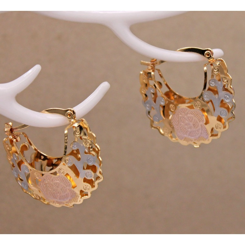 TEMU Elegant Gold-plated Hoop Earrings For Women - Vintage Bohemian Style With Intricate Patterns, Nickel-free Copper, Ideal For Weddings, Parties, Birthdays & Casual Attire, Novelty Earrings