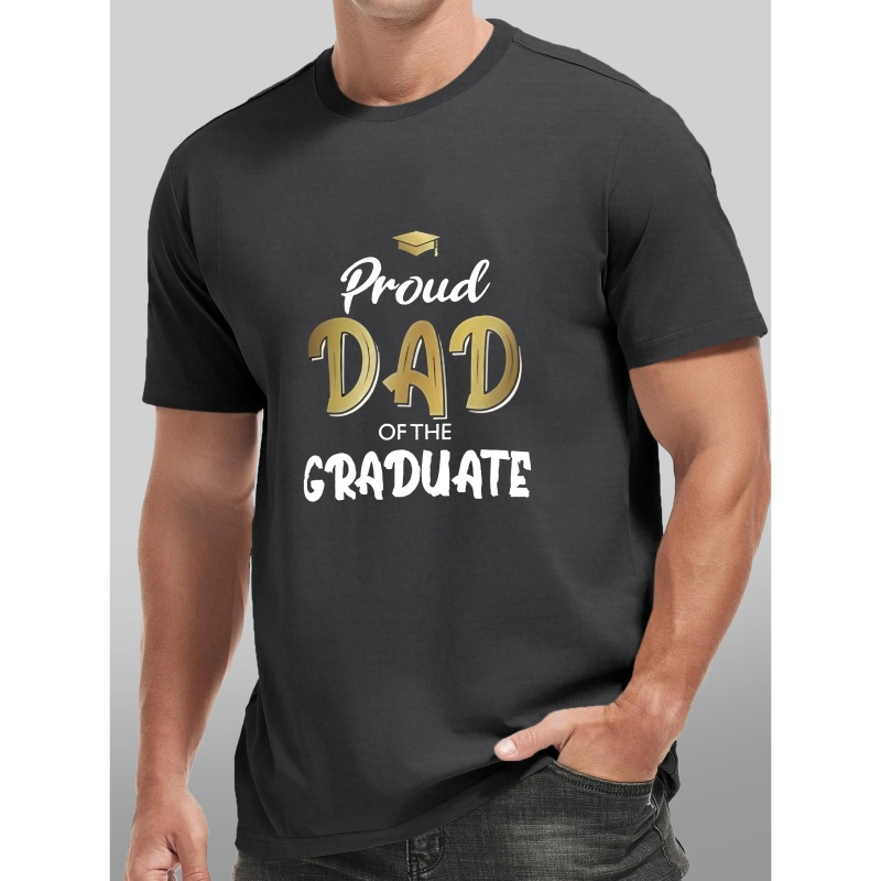 

Men's Short Sleeve T-shirt, Proud Dad Letter Print Casual Crew Neck Tees For Summer, Breathable & Comfortable Top For Outdoor Sports
