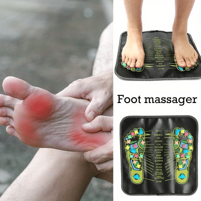 colorful stone acupressure foot massage mat faux leather reflexology cushion details 4