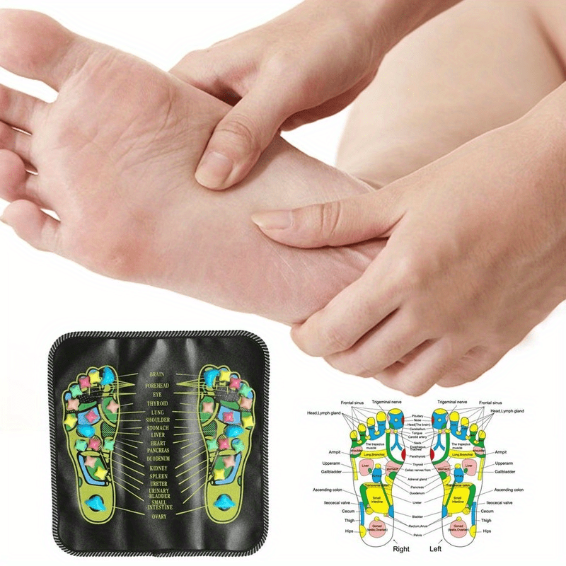 colorful stone acupressure foot massage mat faux leather reflexology cushion details 3