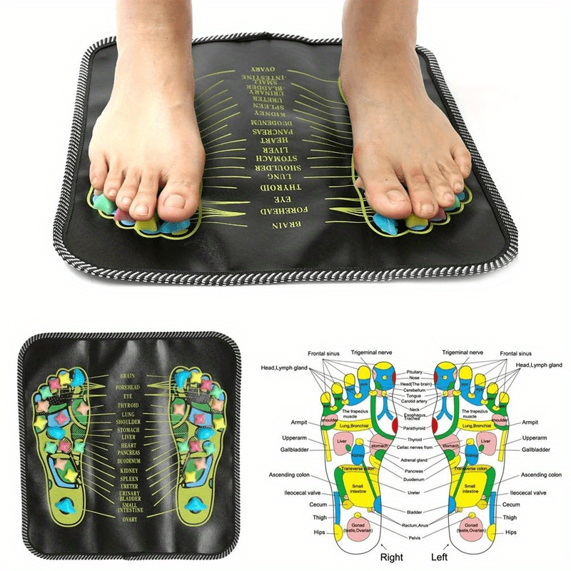 colorful stone acupressure foot massage mat faux leather reflexology cushion details 5