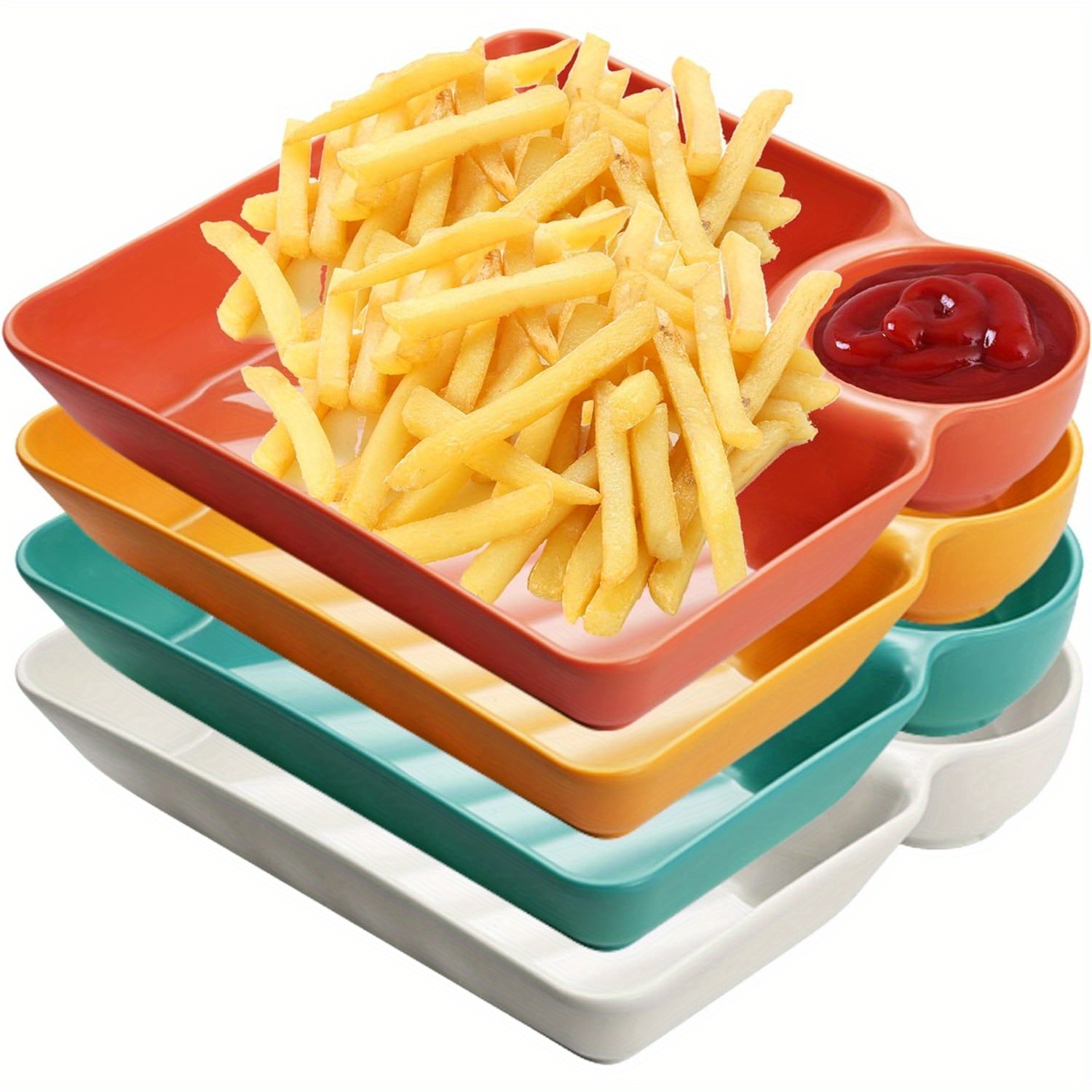 

Plastic Chip & Dip Tray Set With Sauce Holder, Durable High-temperature Resistant Material, Non-slip Design, Perfect For Restaurants, Home, Picnics - Pack Of 1