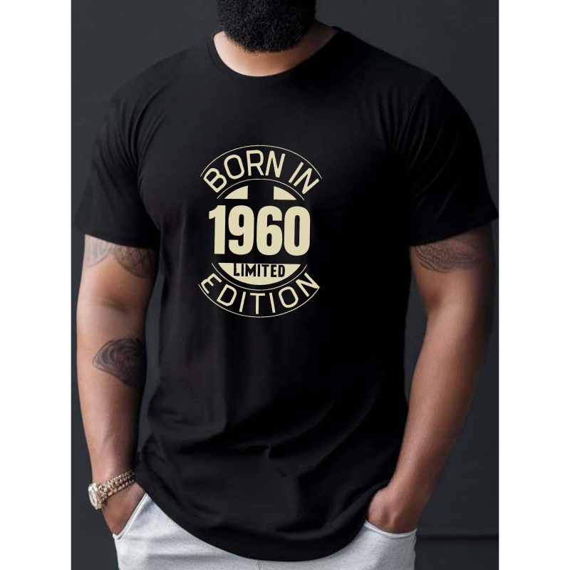 

Born In 1960 Print Tee Shirt, Tees For Men, Casual Short Sleeve T-shirt For Summer