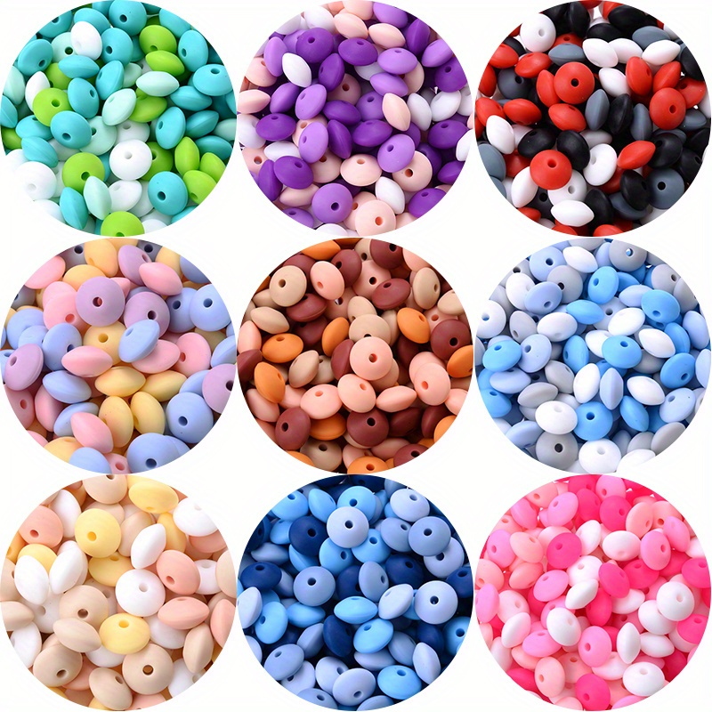 

100pcs 12mm Random Color Silicone Spacer Beads For Making Bracelets, Necklaces, Pacifiers, Chain Pens, Black White Grey Bead Accessories