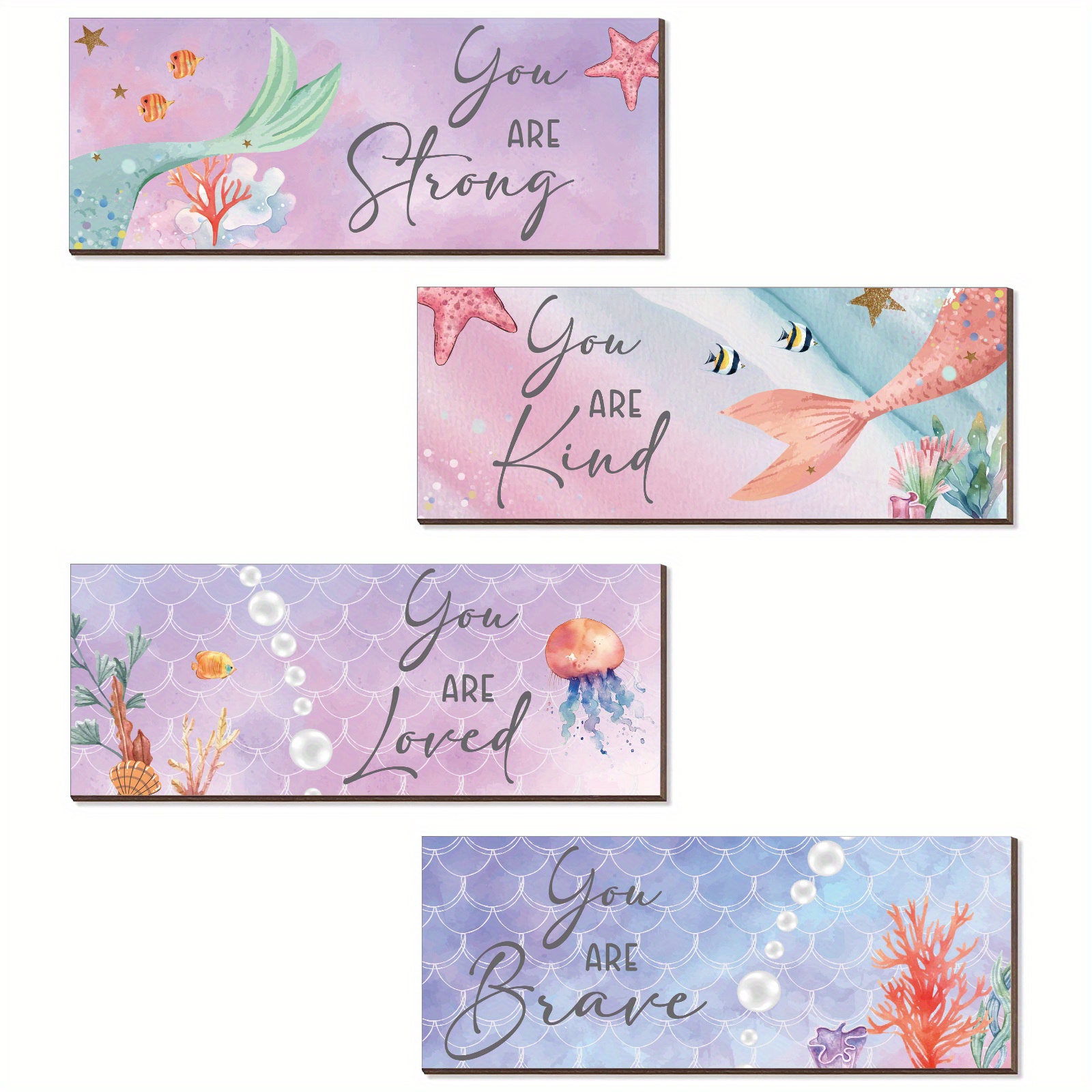 

4pcs Wooden Wall Decor, Rustic Daisy Wall Art Set, Calming Spa-inspired Signs, Ideal For Bathroom & Home Decor