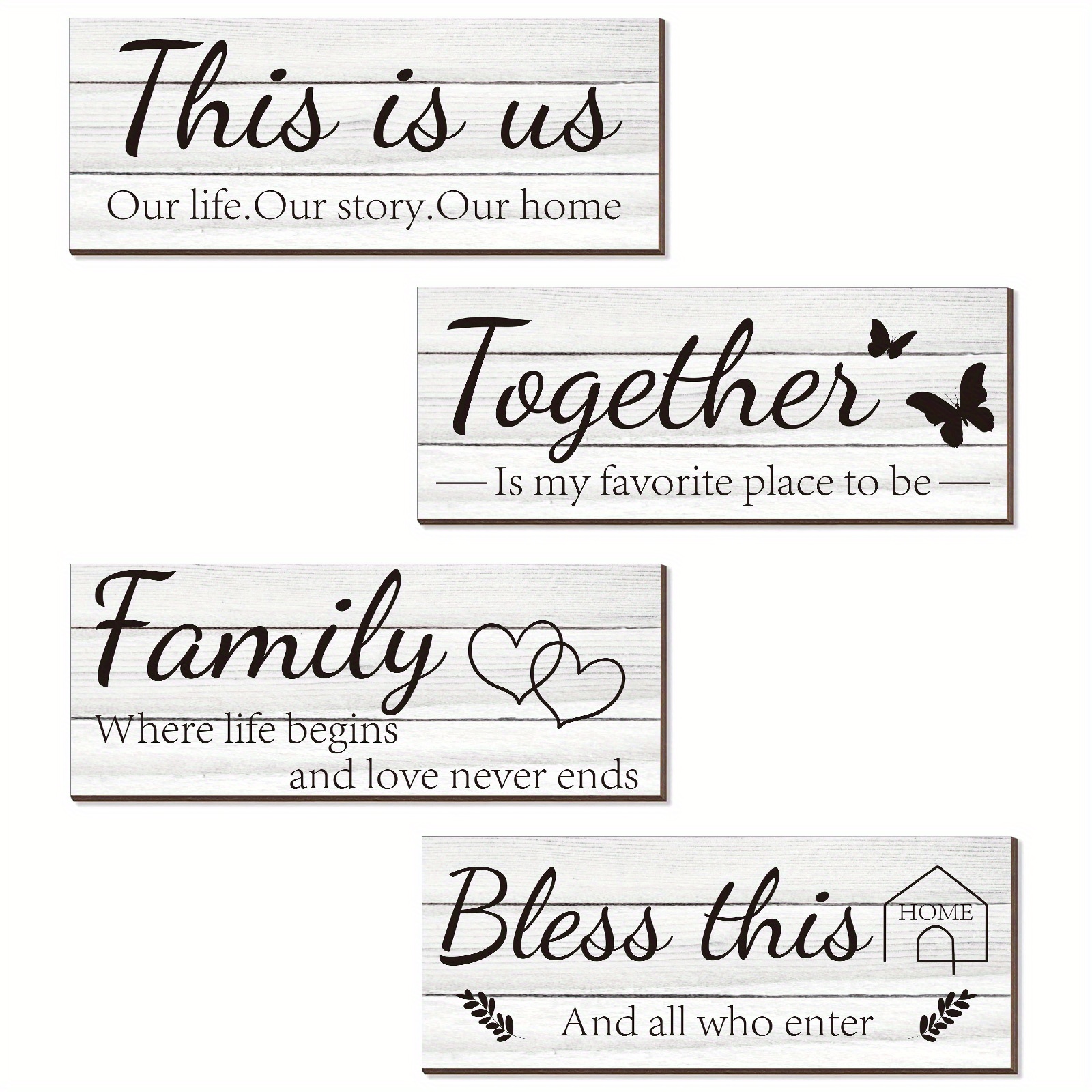 

4pc Heartwarming Family & Love Wall Decor Signs, Enhance Room Aesthetics With Easy-hang Inspirational Home Art