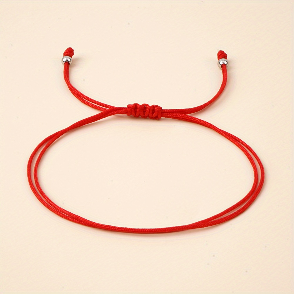 A Handmade Women's Woven Bracelet, Featuring A Bohemian Style Red Friendship String With Copper Beads, Stainless Steel Silvery Beads, And Rope, Perfect As An Elegant Holiday Gift For Women Or A 1