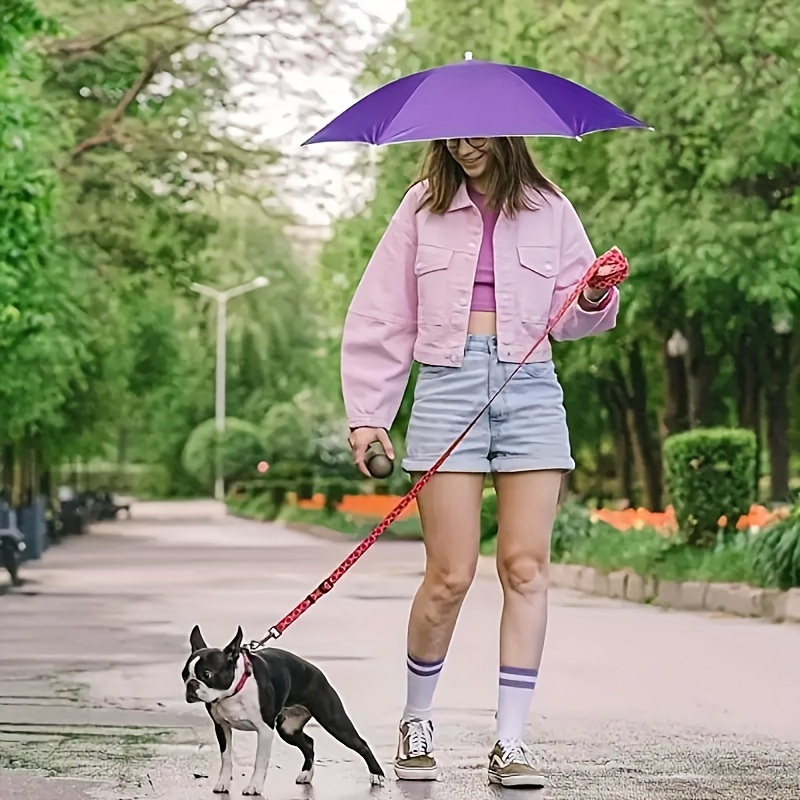 1pc Lightweight Hat Umbrella Purple White, Foldable with 8-Rib Design  for Outdoor Fishing Casual Use, Durable Polyester Canopy, Por