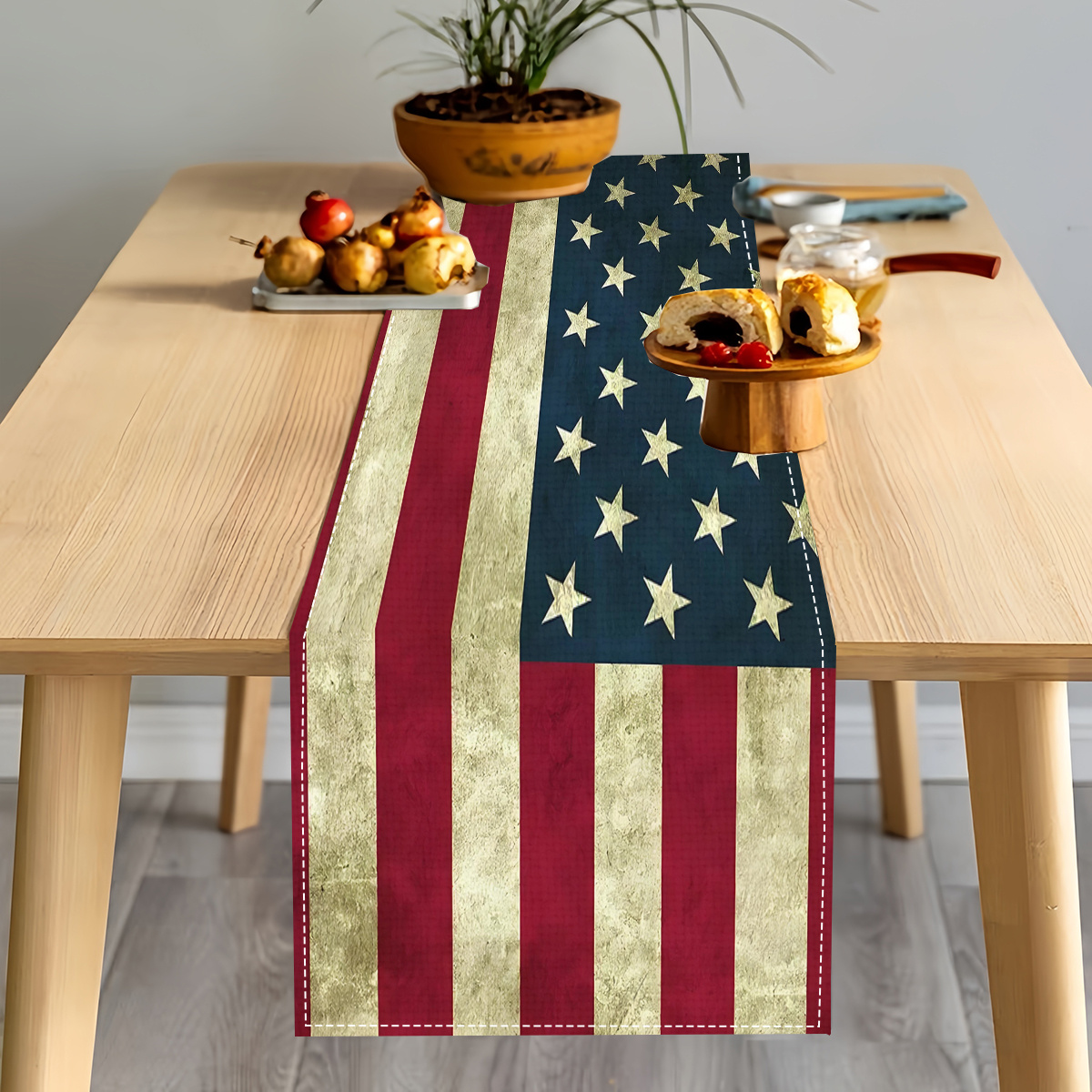 

Jit Linen American Flag Table Runner - Colorful Printed Pattern, Creative And Elegant Fabric Decor For Parties And Dining Tables