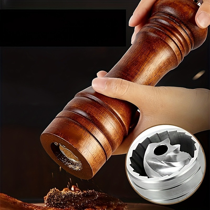 

Handheld Oak Wood Pepper Mill Grinder Set - Perfect For Restaurant Kitchen