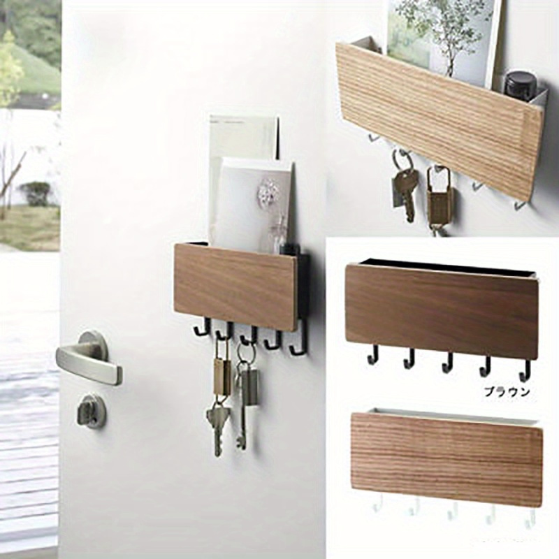 

Wooden Key Holder For Wall - Fashionable Wall-mounted Key Hooks With Easy Install, Multifunctional Key Rack Organizer For Entryway, No Drilling Required