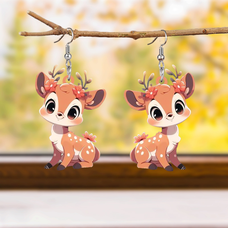 

Cute Deer Acrylic Earrings For Women - Animal Christmas Holiday Party Earrings - Featherless, Durable - Perfect Universal Gift For Her