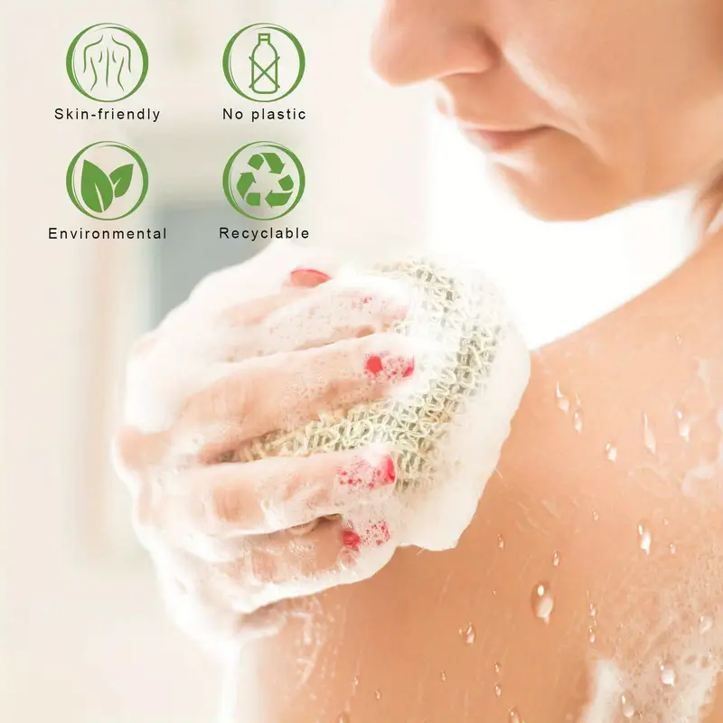 sustainable sisal soap saver bags 5pcs natural exfoliating loofahs with drawstring wooden beads for rich lather quick dry essential bathroom essentials details 3