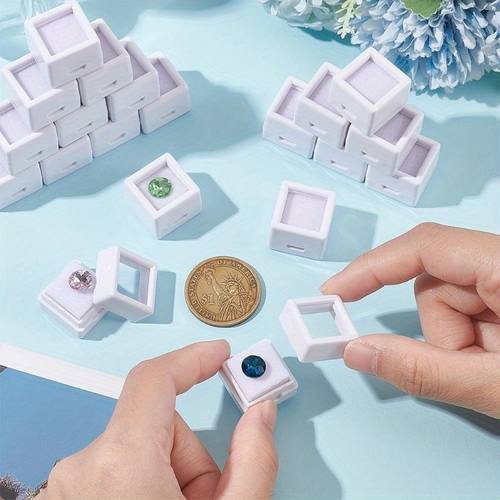 36pcs white acrylic gemstone display boxes with clear lids 0 8x0 6 jewelry storage containers for gems diamonds and gift packing durable elegant design jewelry organizer storage