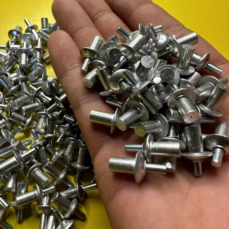 

professional Finish" 100-piece Aluminum Alloy Rivets With Oblate Half Round Heads - Solid, Expansion Core Fasteners