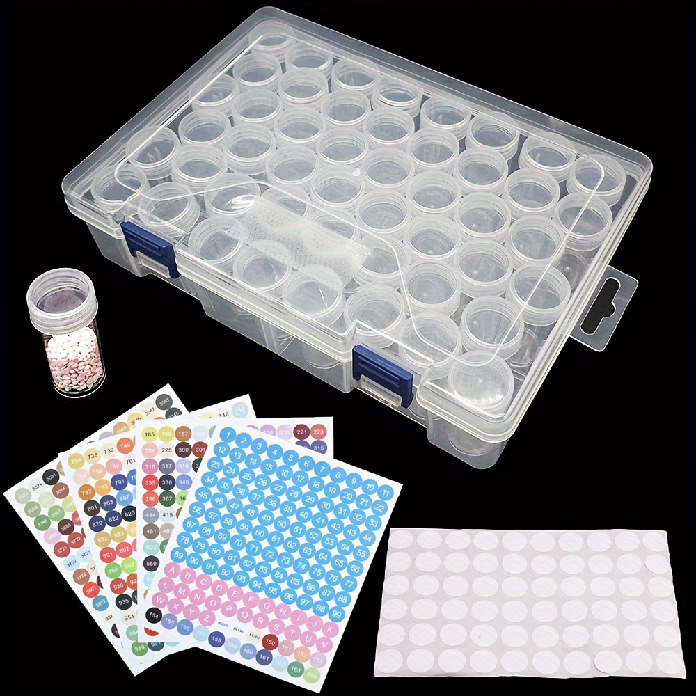 

5d Diamond Painting Storage Organizer With Color Labels - 24/30/48/60 Bottle Set, Plastic Craft Accessory Container For Bead Mosaics & Tools