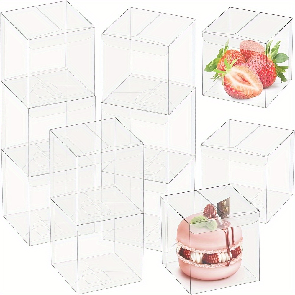 

50-piece Clear Plastic Treat Boxes - Perfect For Macarons, Cupcakes, Chocolates & More - Versatile Gift Boxes For Weddings, Holidays & Special Occasions - 2x2x2 Inches