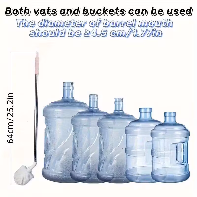 1pc stainless steel long-handled cleaning brush with ergonomic handle & replaceable bristles - durable plastic bucket & bottle cleaner for home use, water bottle for cleaning, water bottle for mop, bottle cleaning brush, large bottle cleaning brush Product details 4