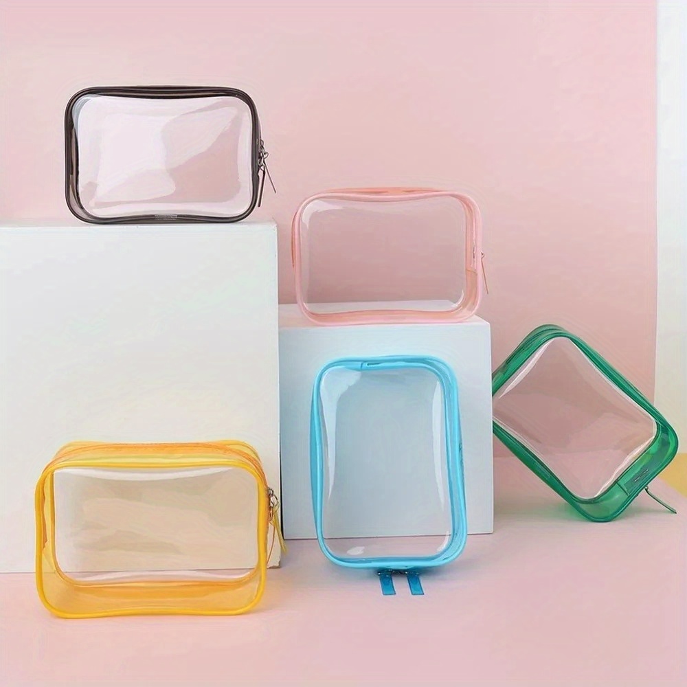 Pack De 2 Bolsas De Maquillaje Transparentes Con Cremallera - Impermeables, Para Viaje (20x8x3.5 Cm)