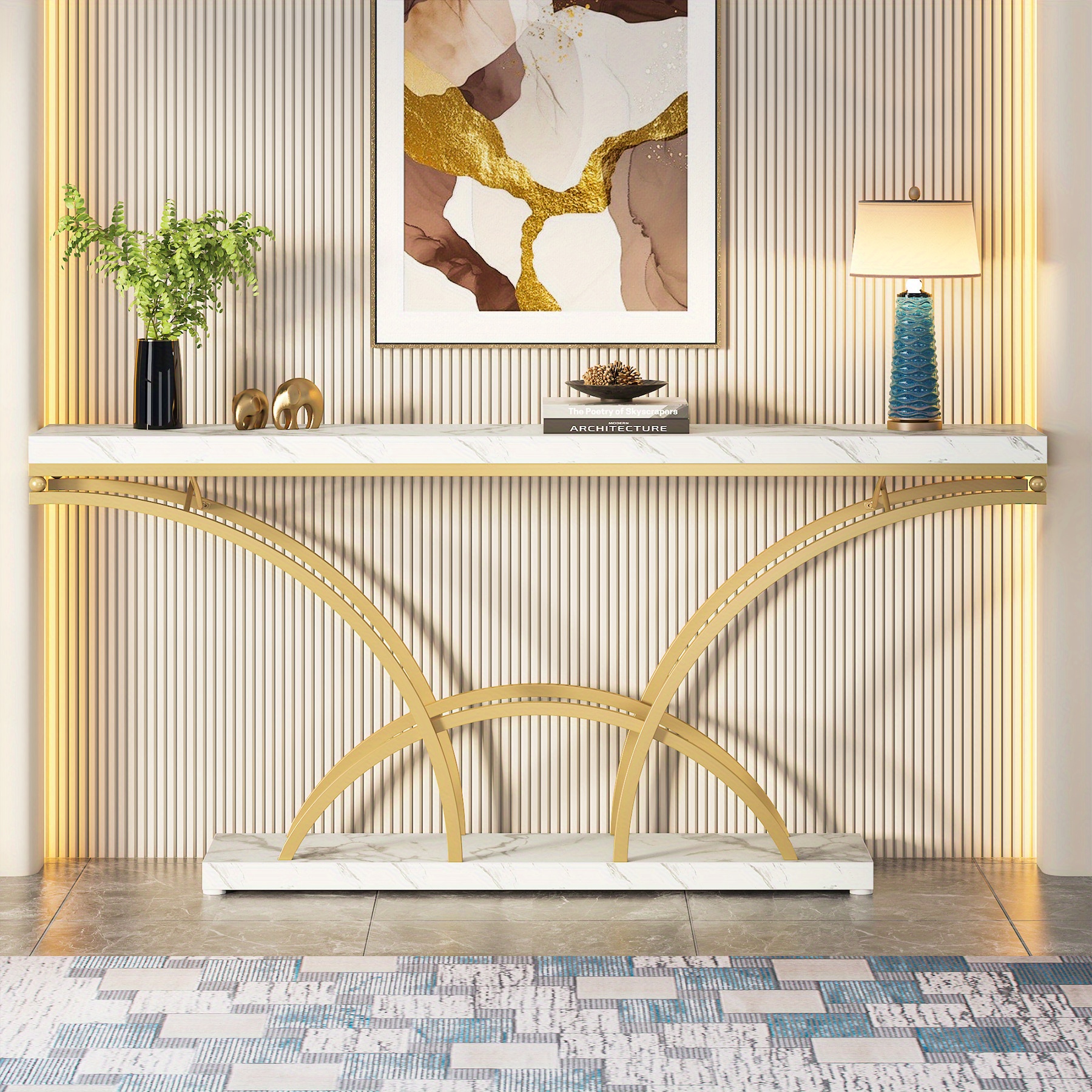 gold console table modern classic Temu