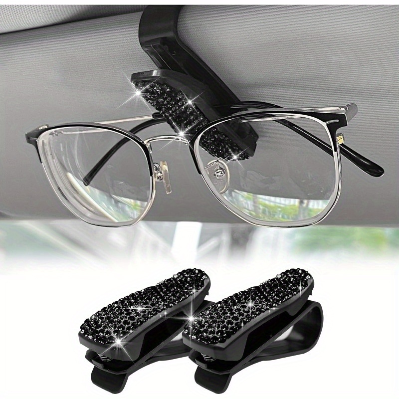 

2pcs Car Visor Sunglasses Holder, Magnetic Leather Glasses Clip, Truck Sun Visor Sunglass Clamp, Vehicle Accessories - Plastic Material