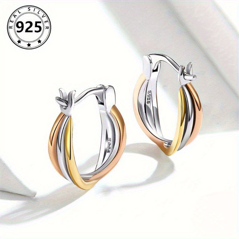

925 Sterling Silver Colored Hoop Earrings - Hypoallergenic And Elegant Female Gift 1.9g= 0.067oz
