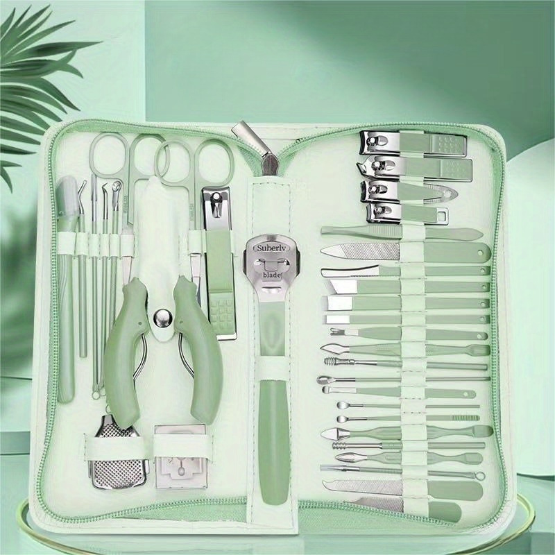 

elegant Care" Professional Manicure & Pedicure Kit With Travel Case - Stainless Steel Nail Clippers, Cuticle Trimmer, And Toenail Care Set