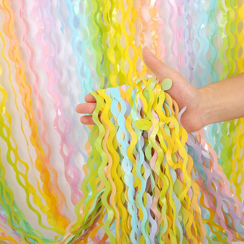 

Rainbow Gradient Wave Streamer Curtain 1m*2m - Plastic Party Decorations For Weddings, Festivals, And Events - Suitable For Ages 14+