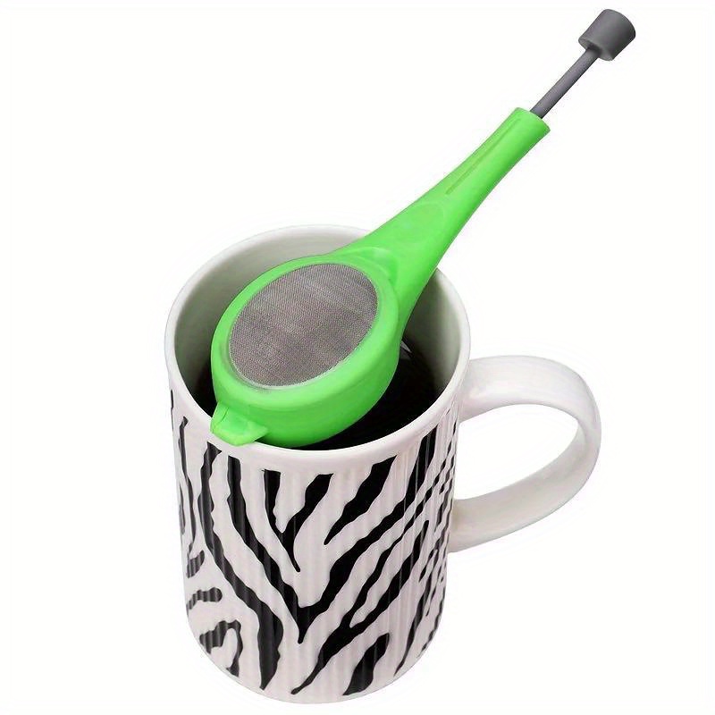 reusable tea infuser with built in plunger   flavor easy swirl     pp material green tea bag plastic measure stir press details 4