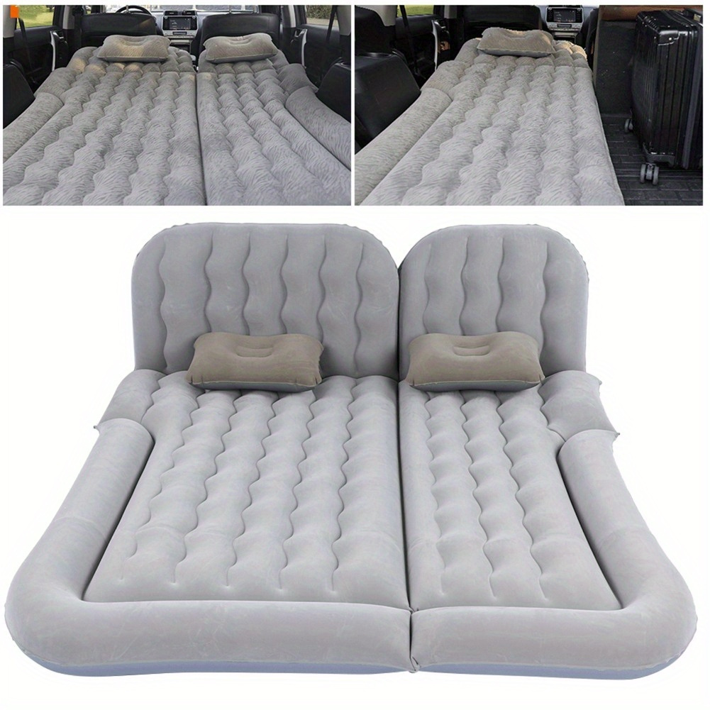 

travel-friendly" Versatile 2-in-1 Inflatable Car Mattress - Soft Flocking Pvc, Perfect For Suvs & Trucks, Includes Headrests & Storage Bag