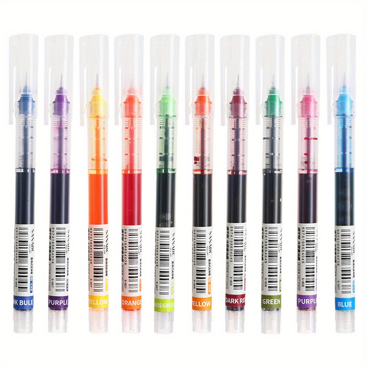 10pcs Quick-Drying Color Neutral Ballpoint Pens - 0.5mm Needle Carbon Pens - Perfect for Students!