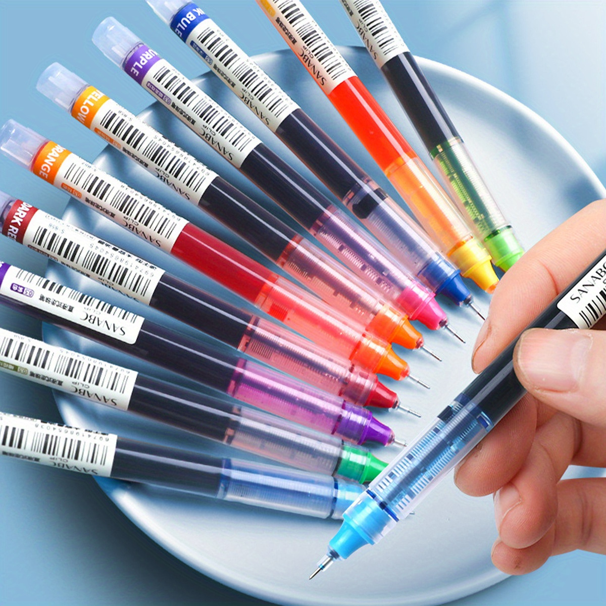 10pcs Quick-Drying Color Neutral Ballpoint Pens - 0.5mm Needle Carbon Pens - Perfect for Students!