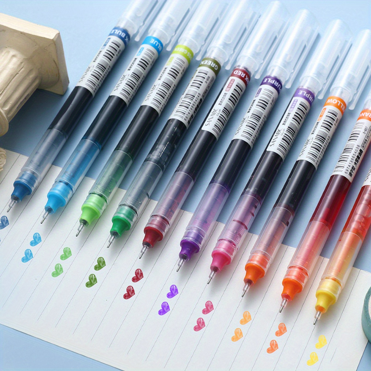 10pcs Quick-Drying Color Neutral Ballpoint Pens - 0.5mm Needle Carbon Pens - Perfect for Students!